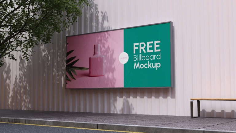 Free Street Wide Billboard Mockup 8K resolution